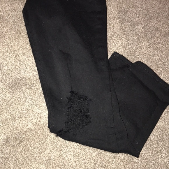 Black High Rise Ripped Jeggings from Express - Picture 3 of 6
